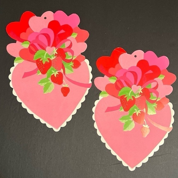 Vintage Strawberry‎ Die Cut Flocked Decorations 2 - Picture 1 of 3